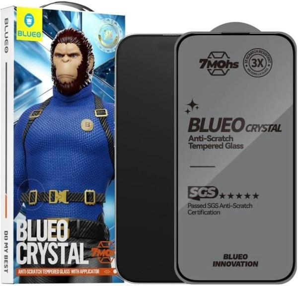 Защитное стекло BlueO для iPhone 18 Pro/17 Pro/17/16 Pro, Crystal Anti-Scratch, керамическая защита