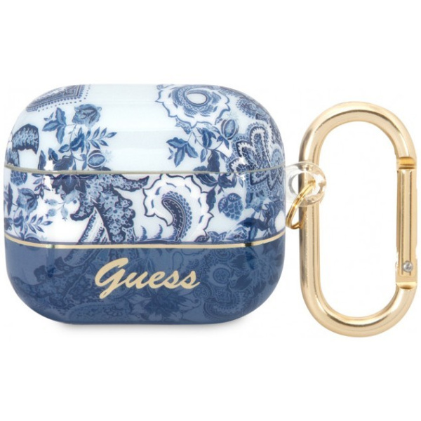 Чехол с карабином Guess TPU Toile de Jouy для AirPods 3, цвет Синий (GUA3HGPLHB)