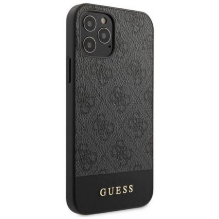 Чехол CG Mobile Guess 4G PU Stripe Metal logo Hard для iPhone 12 Pro Max, цвет Серый (GUHCP12LG4GLGR)