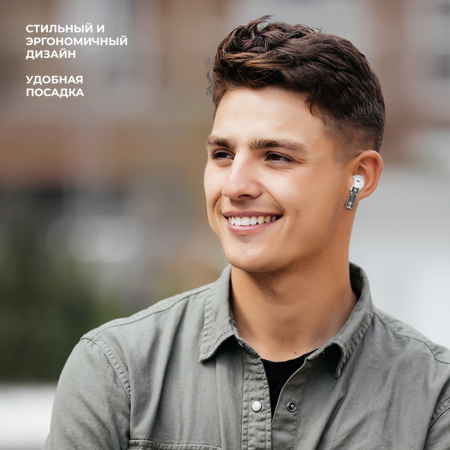 Беспроводные наушники с микрофоном Deppa Air Crystal, TWS, BT 5.3, 220 мАч, белый (44162)