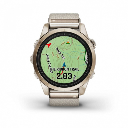 Смарт часы Garmin Epix Pro (Gen 2) Sapphire Edition 42 мм, золотистый корпус с нейлоновым ремешком сливочного цвета