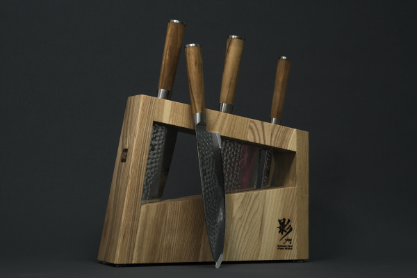 Набор кухонных ножей из дамасской стали (4 ножа + подставка) HuoHou Damascus Kitchen KnifeSet серия Ying (HU0257)