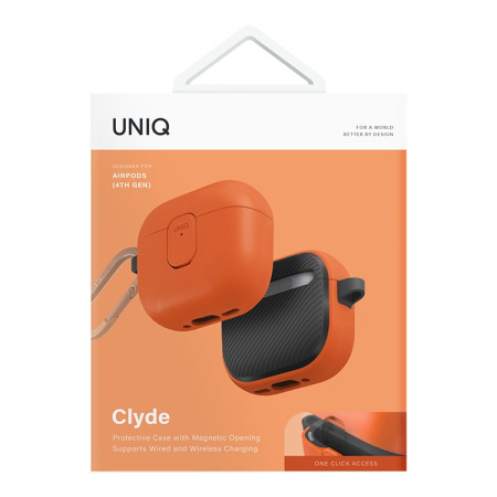 Чехол Uniq CLYDE Lock case Volt Orange/Charcoal для Airpods 4