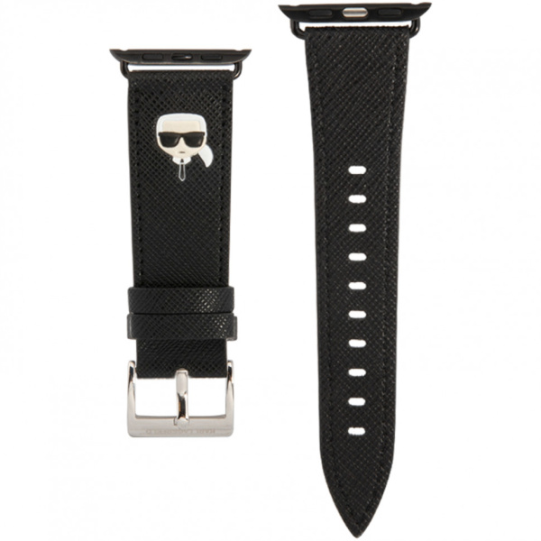 Ремешок CG Mobile Karl Lagerfeld PU Saffiano Karl head для Apple Watch 41/40/38 мм, цвет Черный (KLAWMOKHK)