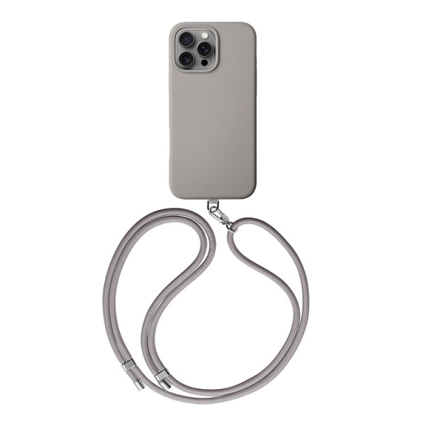 Чехол Uniq COEHL CREME Liquid silicone with Strap Taupe Grey (MagSafe) для iPhone 16 Pro, серый