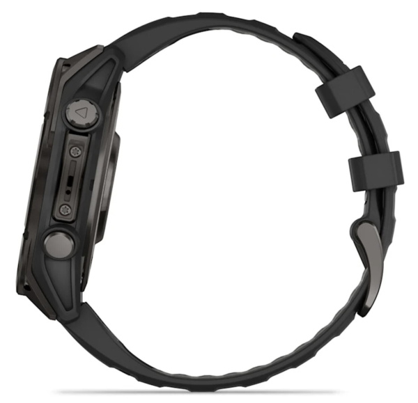 Смарт часы Garmin Fenix 8, 47 мм, AMOLED, Sapphire Carbon Gray DLC Titanium with Black/Pebble Gray Silicone Band