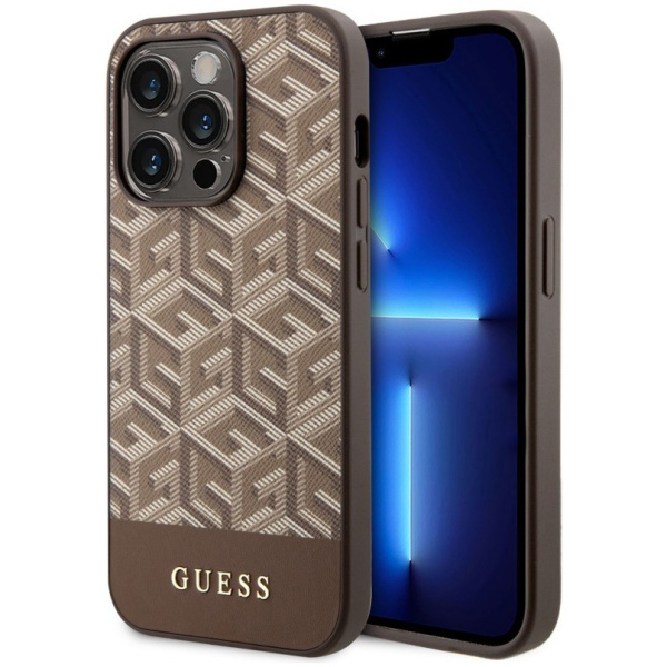 Чехол Guess PU G CUBE Hard (MagSafe) для iPhone 15 Pro, цвет Коричневый