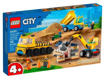 Конструктор LEGO City - Строительные машины и кран с шаром для сноса (60391)