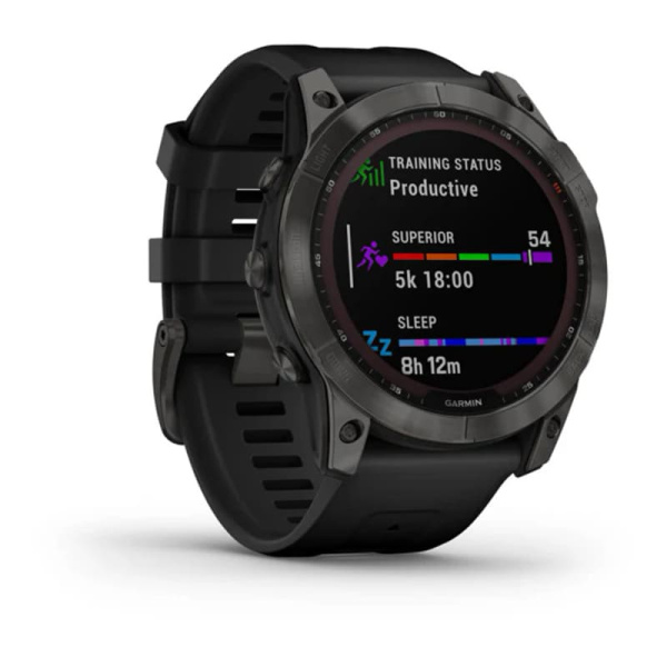 Смарт часы Garmin Fenix 7X Sapphire Solar Carbon Gray, титановый угольно-серый