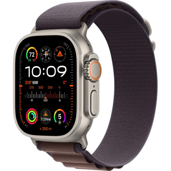 Apple Watch Ultra 2 49 мм корпус из титана ремешок Alpine Loop цвета "индиго"
