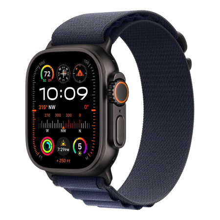 Apple Watch Ultra 2 (2024), 49 мм корпус из титана цвета «Black», ремешок Alpine Loop цвета «Navy»