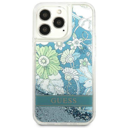Чехол CG Mobile Guess Liquid Glitter Flower Hard для iPhone 13 Pro, цвет Зеленый (GUHCP13LLFLSN)