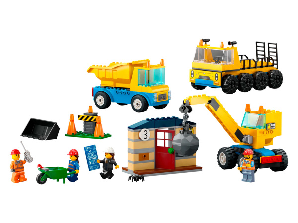 Конструктор LEGO City - Строительные машины и кран с шаром для сноса (60391)