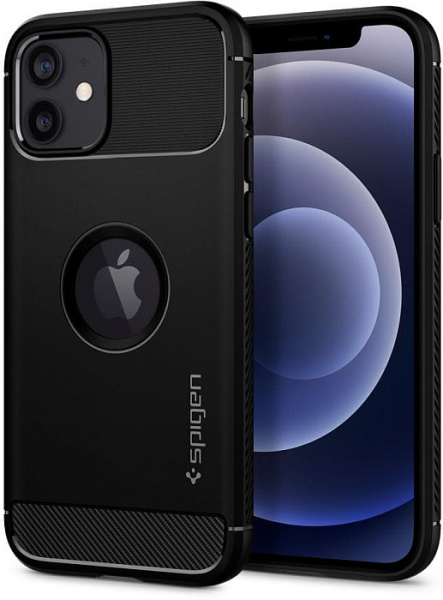 Чехол Spigen Rugged Armor для iPhone 12/12 PRO Black, цвет Черный матовый (ACS01700)