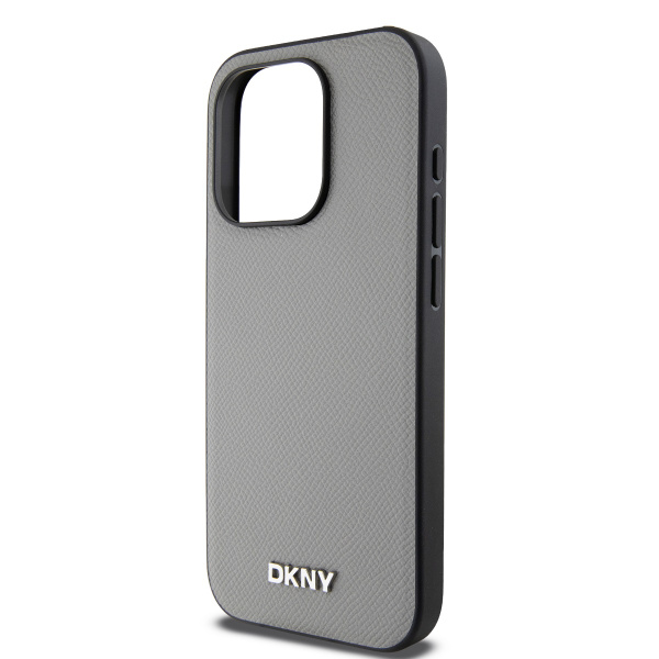 Чехол DKNY PU Grained Metal logo Hard Grey (MagSafe) для iPhone 15 Pro Max, серый