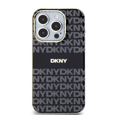 Чехол DKNY PC/TPU Repeat texture Tonal stripe Hard Black (MagSafe) для iPhone 15 Pro Max, чёрный