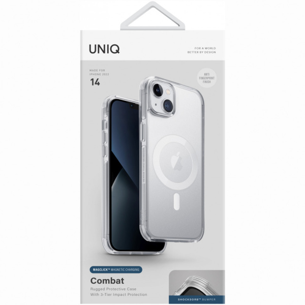 Чехол Uniq Combat AF (MagSafe) для iPhone 14, цвет Прозрачный