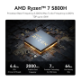 Мини ПК Beelink SER5 Max (AMD Ryzen 7 5800H (3.2 ГГц), RAM 16 ГБ, SSD 500 ГБ, AMD Radeon Graphics, Windows 11 Pro), SER5 Max 5800H 16/500ГБ, черный