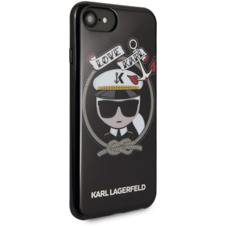 Чехол Lagerfeld для iPhone 7/8/SE TPU collection Karl sailor Hard Black, цвет Черный (KLHCI8KSB)