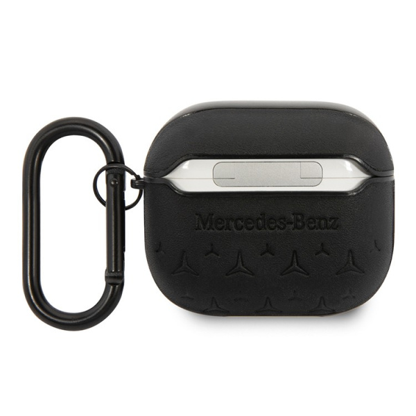 Чехол Mercedes Genuine leather Stars Metal logo для AirPods 3 (2021), черный