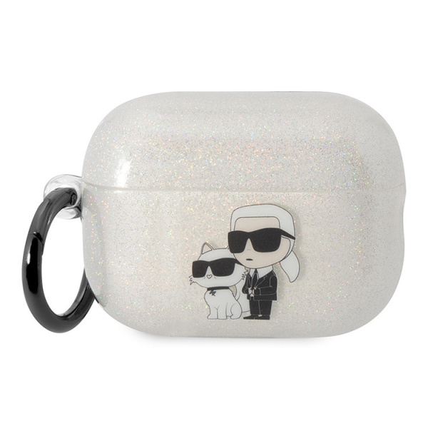 Чехол Karl Lagerfeld TPU Glitters with ring NFT Karl & Choupette для Airpods Pro 2 (2022), цвет прозрачный (KLAP2HNKCTGT)