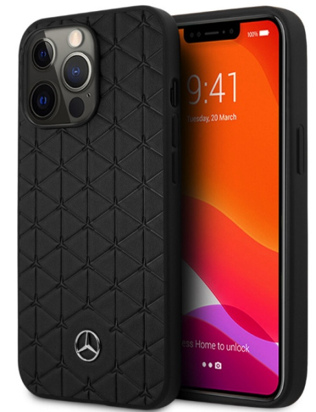 Чехол CG Mobile Mercedes Genuine leather Quilted stars Hard для iPhone 13 Pro, цвет Черный (MEHCP13LSPSBK)