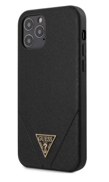 Чехол CG Mobile Guess PU Saffiano Triangle metal logo Hard для iPhone 12/12 Pro, цвет Черный (GUHCP12MVSATMLBK)