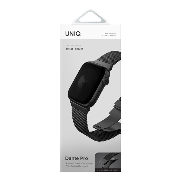Ремешок Uniq Dante PRO Strap Mesh Steel Graphite Black для Apple Watch 42/41/40 mm