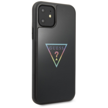 Чехол CG Mobile Guess Iridescent glitter Triangle logo Hard PC/TPU для iPhone 11, цвет Черный/Радужный (GUHCN61TRMLBK)