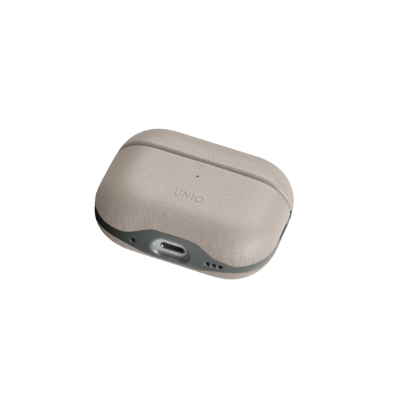 Чехол Uniq Lyden DS Leatherette with handstrap для Airpods Pro 2, Ivory/Lychen Green