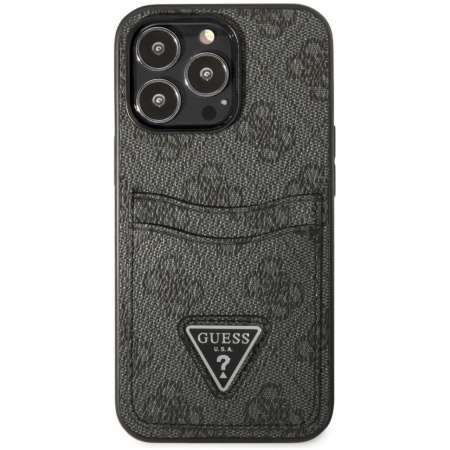 Чехол CG Mobile Guess PU 4G Double cardslot w Metal triangle logo Hard для iPhone 13 Pro Max, цвет Черный (GUHCP13XP4TPK)