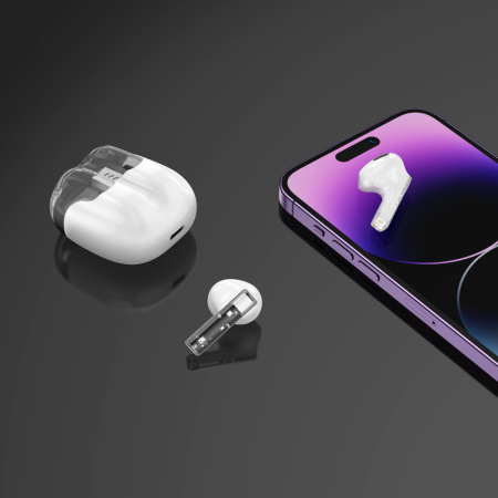 Беспроводные наушники с микрофоном Deppa Air Crystal, TWS, BT 5.3, 220 мАч, белый (44162)