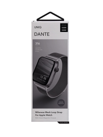 Ремешок Uniq для Apple Watch 41/40/38mm Dante Strap Mesh Steel Graphite, графитовый (40MM-DANGRP)