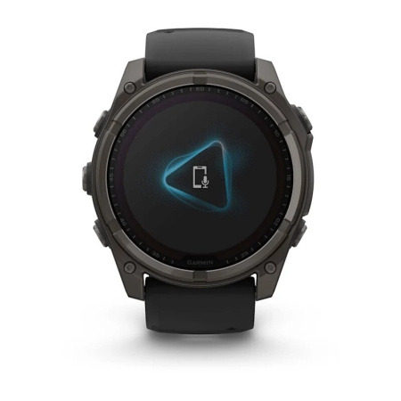 Смарт часы Garmin Fenix 8, 51 мм, Solar, Sapphire Carbon Gray DLC Titanium with Black/Pebble Gray Silicone