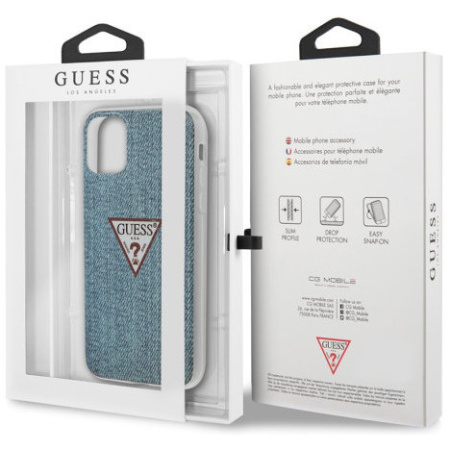 Чехол CG Mobile Guess PC/TPU Denim Triangle logo для iPhone 11, цвет Светло-синий (GUHCN61PCUJULLB)
