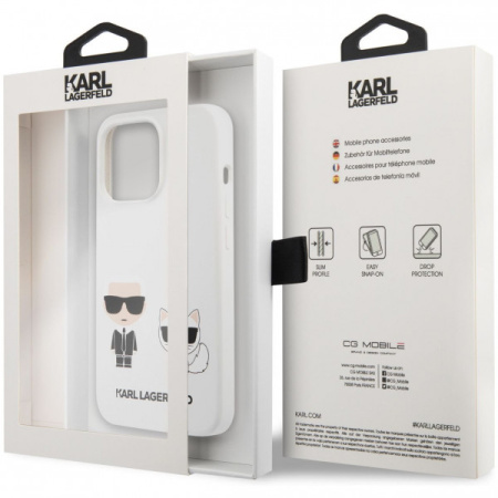 Чехол CG Mobile Karl Lagerfeld Liquid silicone Karl & Choupette Hard для iPhone 13 Pro, цвет Белый (KLHCP13LSSKCW)