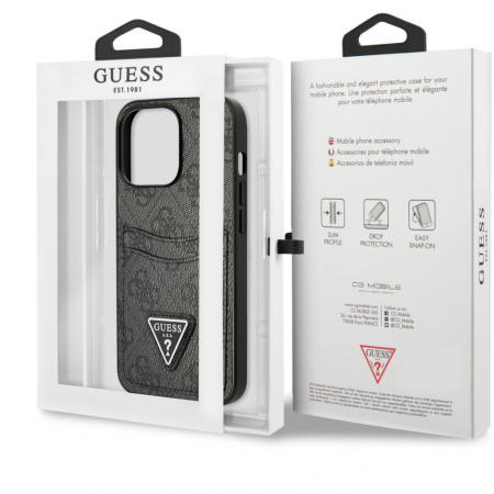 Чехол CG Mobile Guess PU 4G Double cardslot w Metal triangle logo Hard для iPhone 13 Pro Max, цвет Черный (GUHCP13XP4TPK)