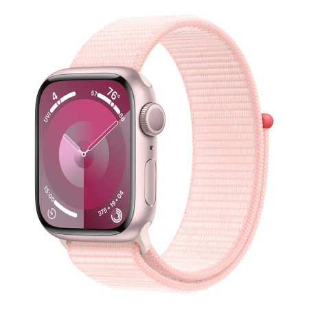 Apple Watch Series 9, 41 мм корпус из алюминия цвета «Pink», ремешок Sport Loop «Light Pink»