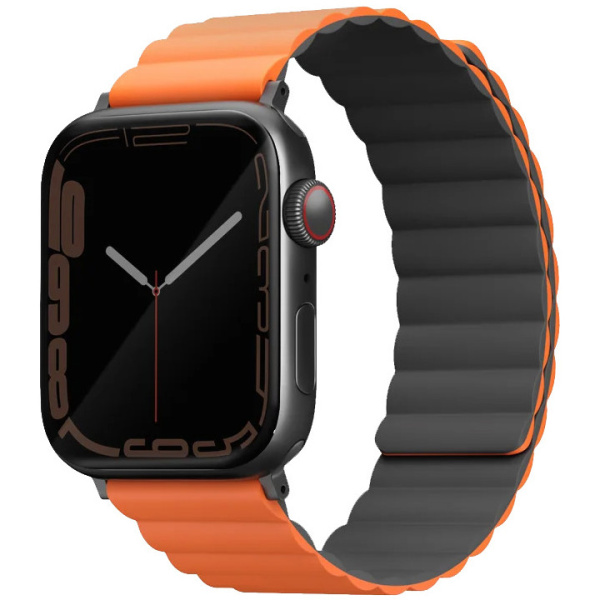 Ремешок Uniq Revix reversible Magnetic для Apple Watch 49/45/44/42 мм, цвет Серый/Оранжевый (45MM-REVGRYORG)