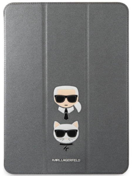 Чехол CG Mobile Karl Lagerfeld PU Saffiano Karl & Choupette heads Folio для iPad Pro 11" (2021), цвет Серебристый (KLFC11OKCG)