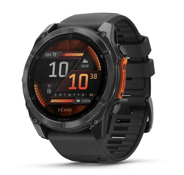 Смарт часы Garmin Fenix 8, 51 мм, AMOLED, Slate Gray with black silicone band