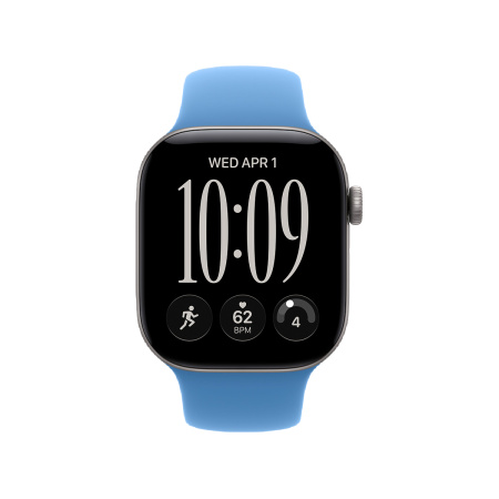 Apple Watch Series 12, 42 мм корпус из алюминия цвета «Space Gray», ремешок Sport Band размера S/M цвета «Wildflower Blue»