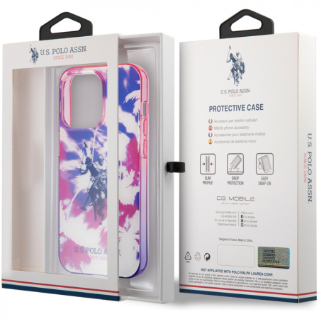 Чехол CG Mobile U.S. Polo PC/TPU Dye Palm Doulble Horse logo Hard для iPhone 14 Pro, цвет Фиолетовый