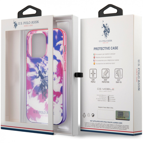 Чехол CG Mobile U.S. Polo PC/TPU Dye Palm Doulble Horse logo Hard для iPhone 14 Pro, цвет Фиолетовый