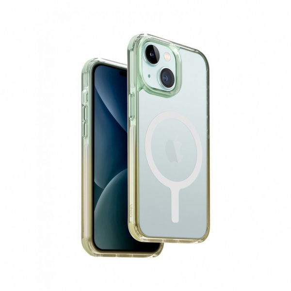 Чехол Uniq для iPhone 15 Combat DUO Sea Green/Soft Yellow (MagSafe) (IP6.1(2023)-CDSGRSYE)