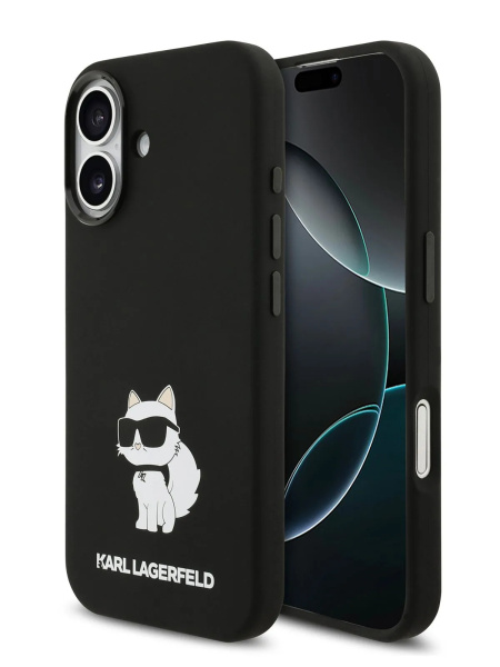 Чехол Lagerfeld Liquid silicone NFT Choupette Metal Cam Hard Black (MagSafe) для iPhone 17