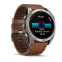 Смарт часы Garmin Fenix 8, 51 мм, AMOLED, Sapphire bare Titanium, black with chestnut leather band plus graphite silicone band