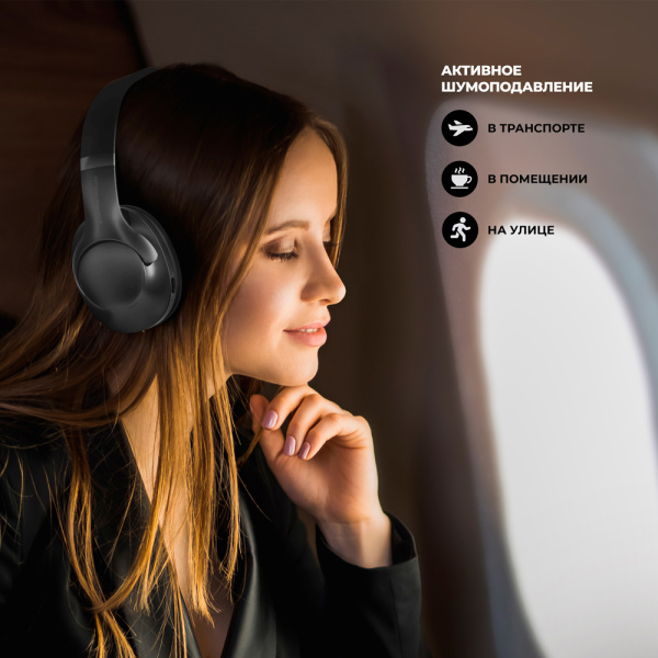 Беспроводные накладные наушники Stereo Ultra ANC, BT 5.4, ENC, 500 мАч, черный