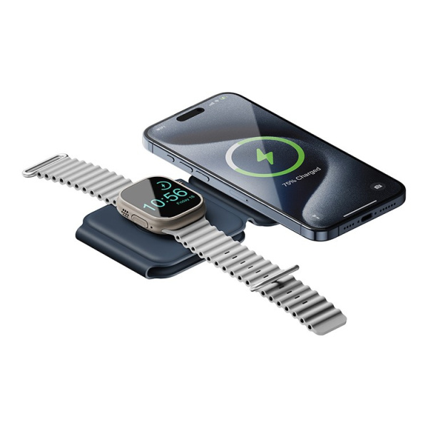 Беспроводное СЗУ EnergEA Bazic GoMag Trio PLUS magnetic wireless foldable 15W Navy Blue