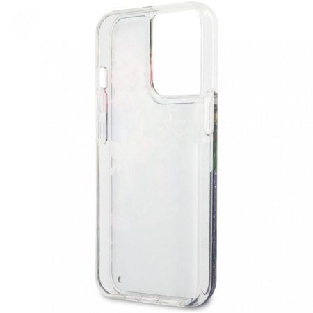 Чехол CG Mobile Guess Liquid Glitter Hard Flower Pattern для iPhone 14 Pro, цвет Синий (GUHCP14LLFLSB)